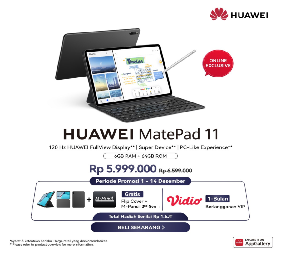 Tablet Populer HUAWEI MatePad SE Kini Makin Terjangkau dengan Versi 3 + 32 GB