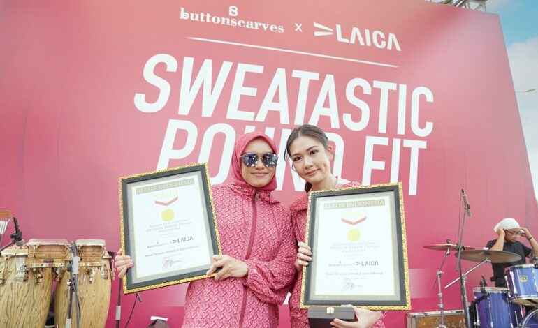 Kolaborasi Buttonscarves dan LAICA Pecahkan Rekor Muri Dengan Pound Fit Massal