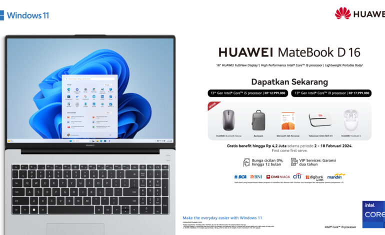 Layar Lebar Dan Bobot Lebing Ringan, Ini Spek HUAWEI MateBook D 16