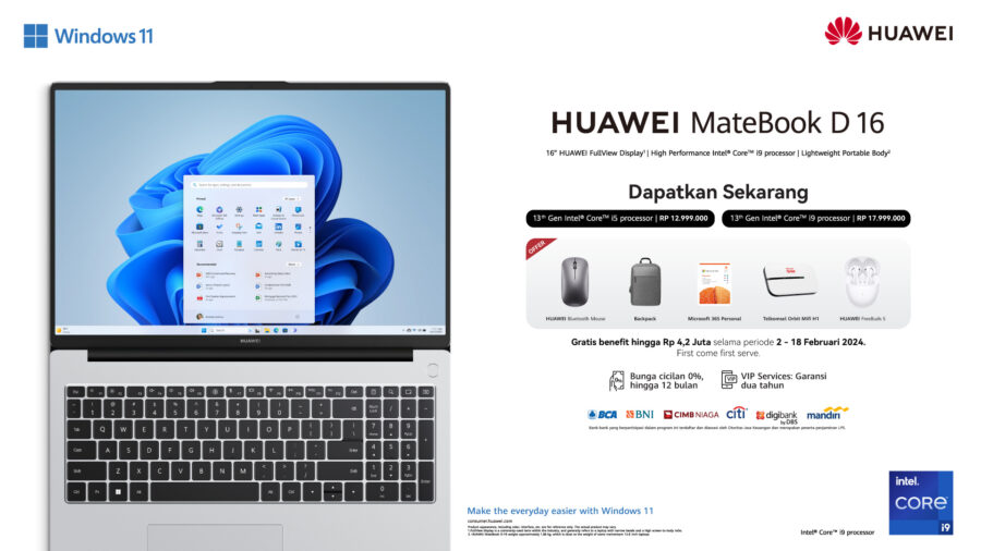 Layar Lebar Dan Bobot Lebing Ringan, Ini Spek HUAWEI MateBook D 16