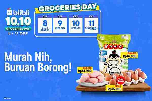 Promo Belanja Kebutuhan Rumah Tangga di Blibli 10.10 Groceries Day